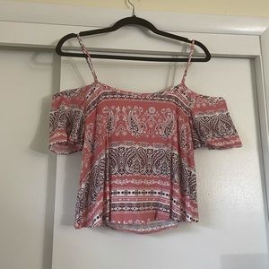 Off the shoulder pink blouse